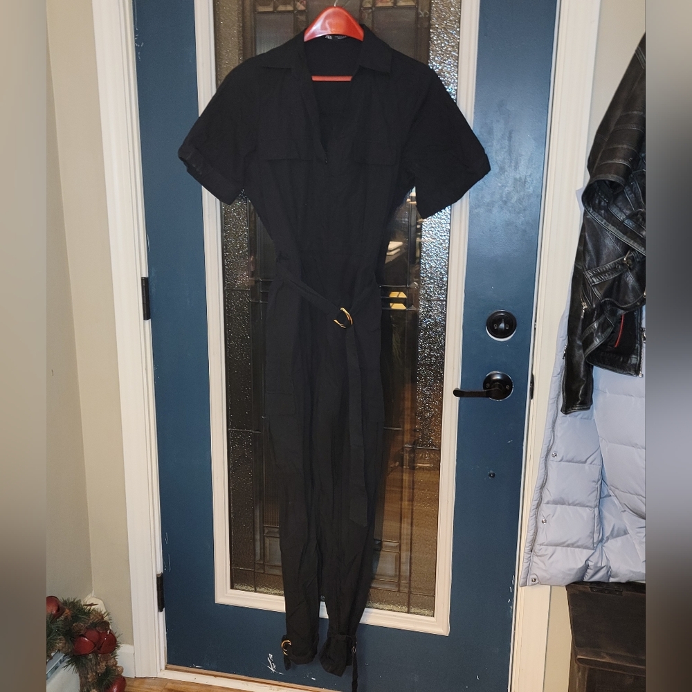 Zara Chic Black Jumpsuit with Belt